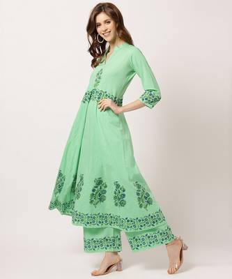Green digital print cotton salwar 2