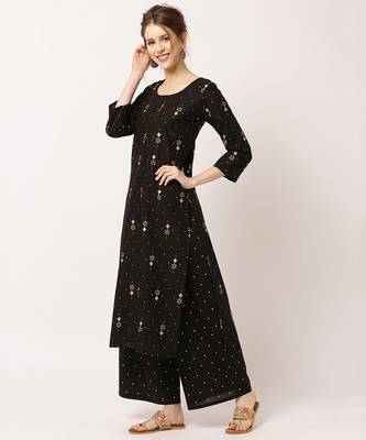 Black digital print cotton salwar 2