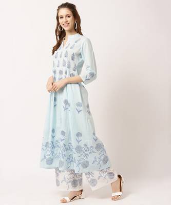 Blue digital print cotton salwar 2