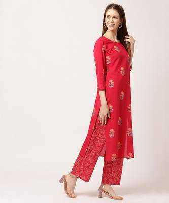 Red digital print cotton salwar 3