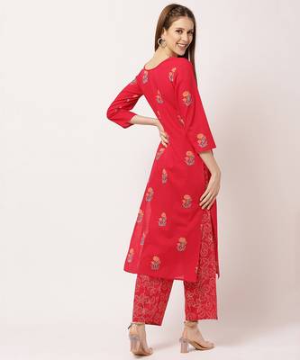 Red digital print cotton salwar 4