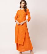 Orange digital print cotton salwar