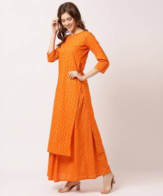 Orange digital print cotton salwar 2