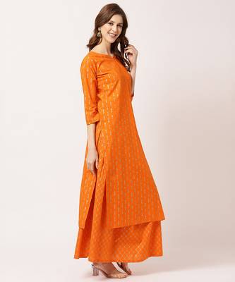 Orange digital print cotton salwar 3