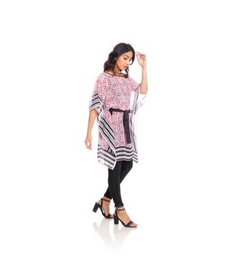 Pink and White Geometric Print Front tie Print Kaftan Tunic to keep you updated with the Latest Fashion 2