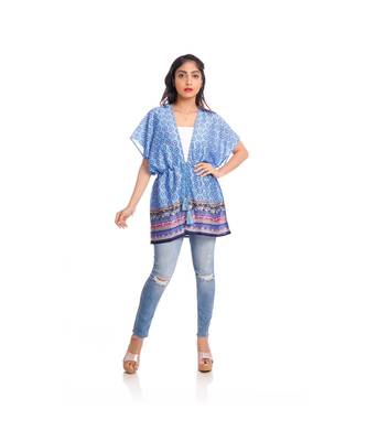 Blue Abstract Print Front Tie Kaftan Tunic to keep you updated with the Latest Fashion 1