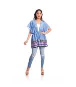 Blue Abstract Print Front Tie Kaftan Tunic to keep you updated with the Latest Fashion