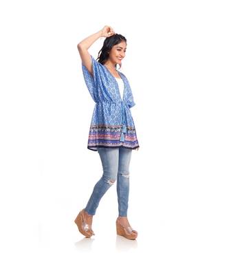 Blue Abstract Print Front Tie Kaftan Tunic to keep you updated with the Latest Fashion 3