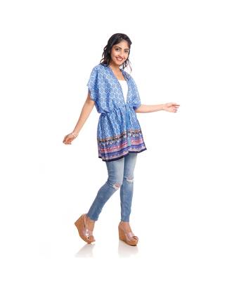 Blue Abstract Print Front Tie Kaftan Tunic to keep you updated with the Latest Fashion 4