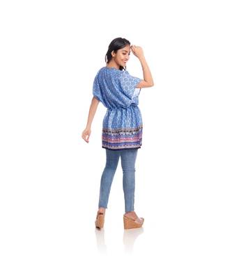 Blue Abstract Print Front Tie Kaftan Tunic to keep you updated with the Latest Fashion 5