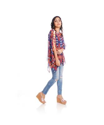 Multicolorcolor Kilim Print Multicolorway Button Poncho to keep you updated with the Latest Fashion 4