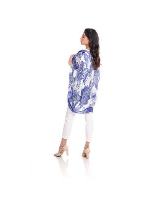 Blue and White Floral Print Cape to keep you updated with the Latest Fashion 3