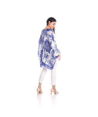 Blue and White Floral Print Cape to keep you updated with the Latest Fashion 5