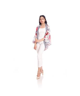 White and Pink Floral Print Cape to keep you updated with the Latest Fashion 1