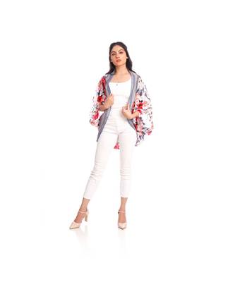 White and Pink Floral Print Cape to keep you updated with the Latest Fashion 2