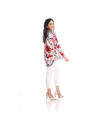 White and Pink Floral Print Cape to keep you updated with the Latest Fashion 3