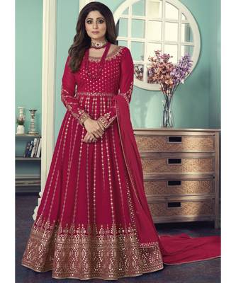 pink Georgette semi stitched top & bottom with dupatta 2