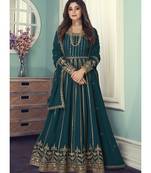 blue Georgette semi stitched top & bottom with dupatta