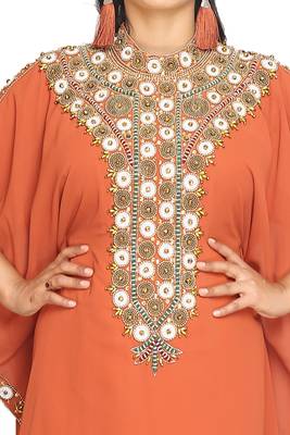 Kaftan Arabic Maxi Hand Beaded Caftan Farasha Floor Length Party Wear Wedding Gown Beach Stylish Women Dress 2