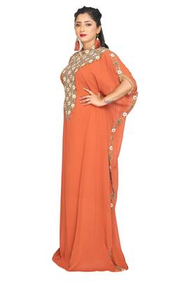 Kaftan Arabic Maxi Hand Beaded Caftan Farasha Floor Length Party Wear Wedding Gown Beach Stylish Women Dress 3