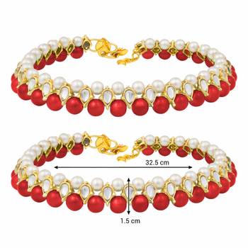 Traditional Gold Plated Kundan Pearl Anklets Payal For Girls & Women  4