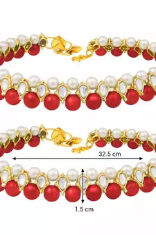 Traditional Gold Plated Kundan Pearl Anklets Payal For Girls & Women 
