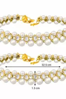Traditional Gold Plated Kundan Pearl Anklets Payal For Girls & Women