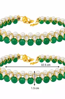 Traditional Kundan Pearl Anklets Payal For Girls & Women (A030G)