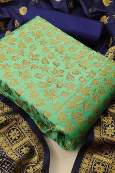  Light green Banarasi silk Unstitched dress material