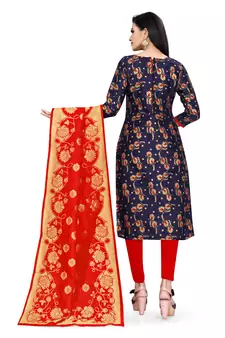  Blue Banarasi silk Unstitched dress material