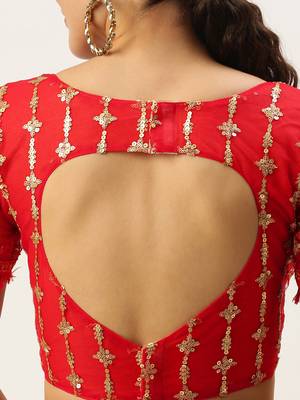 Red Embellished Net Sequinned Ready to Wear Lehenga & Blouse With Dupatta 5