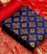  Blue Banarasi silk Unstitched dress material