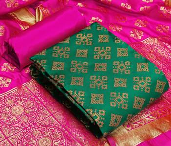  Rama Banarasi silk Unstitched dress material 1
