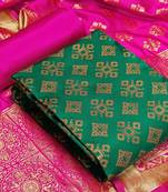  Rama Banarasi silk Unstitched dress material