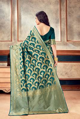 Rama woven art silk saree with blouse with belt 2