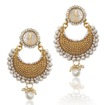 Beautiful Elegant White Pearl Polki with Elegant White Stone, Pearls & Diamentes by ADIVA c24w TDS 7 1