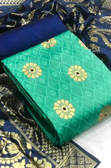  Light green Banarasi silk Unstitched dress material