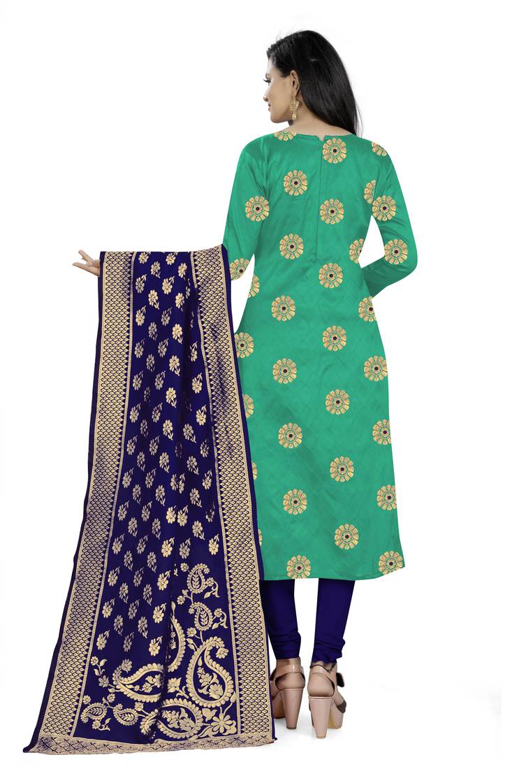  Light green Banarasi silk Unstitched dress material