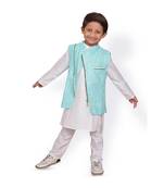 Zipped Embroidered Jacket with Kurta and Pyajama