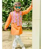 Flower Print Jacket with Kurta and Pajama