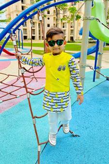 Pineapple Print Round Cut Kurta with Bandi