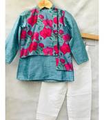 Flower Print Jacket style Kurta and Pajama