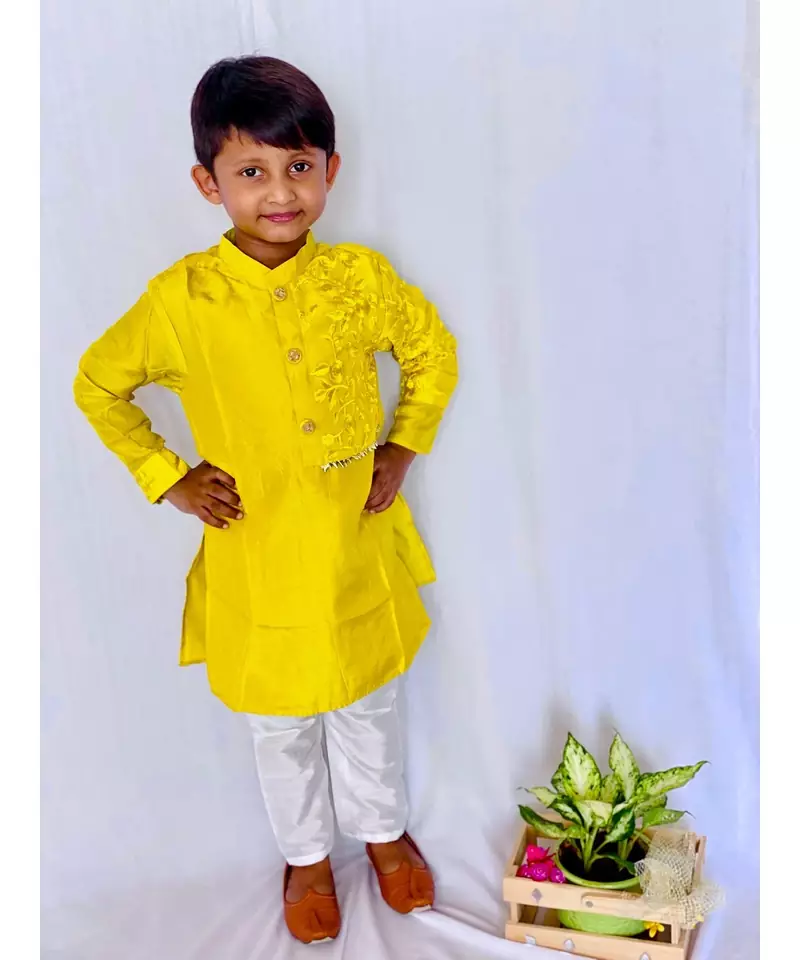 One Side Embroidered Kurta with Pajama