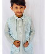 Open Jacket Embroidered Kurta with Pajama