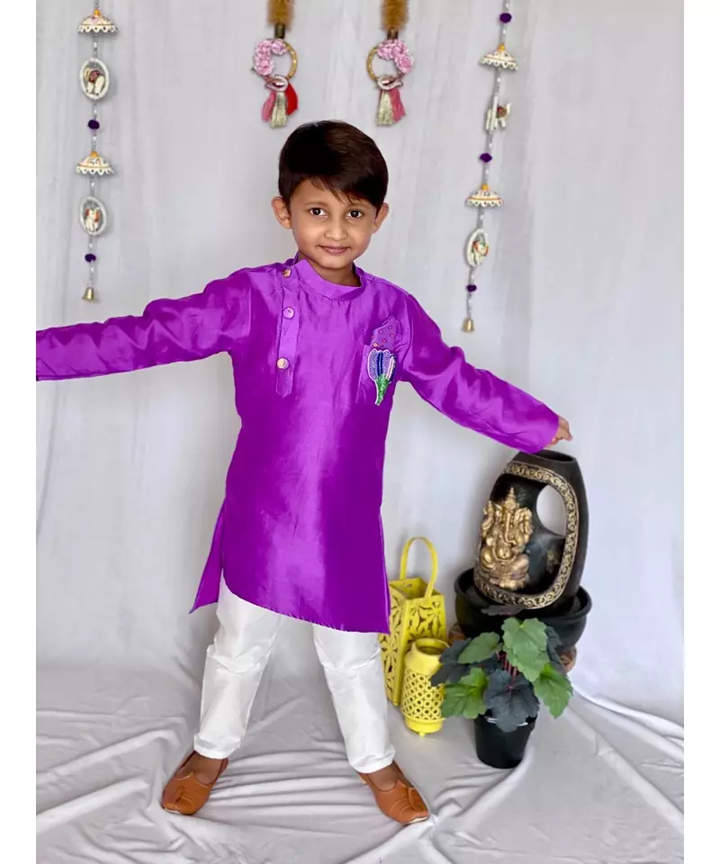 Purple Kurta with Dhoti