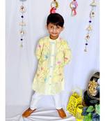 Yellow Embroidered Kurta with Pink Chudidar
