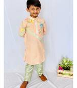 Orange Coloured Kurta with Green Chudidar