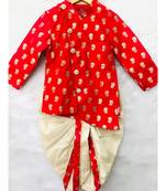 Red Brocade Kurta with dhoti