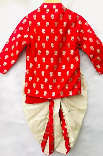 Red Brocade Kurta with dhoti