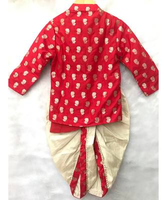 Red Brocade Kurta with dhoti 7